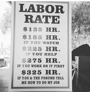 Labor Rates Sign